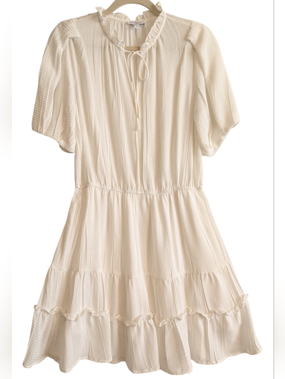 Current Air Cream Tiered Ruffle Short Dress Size Medium Coquette Prairie